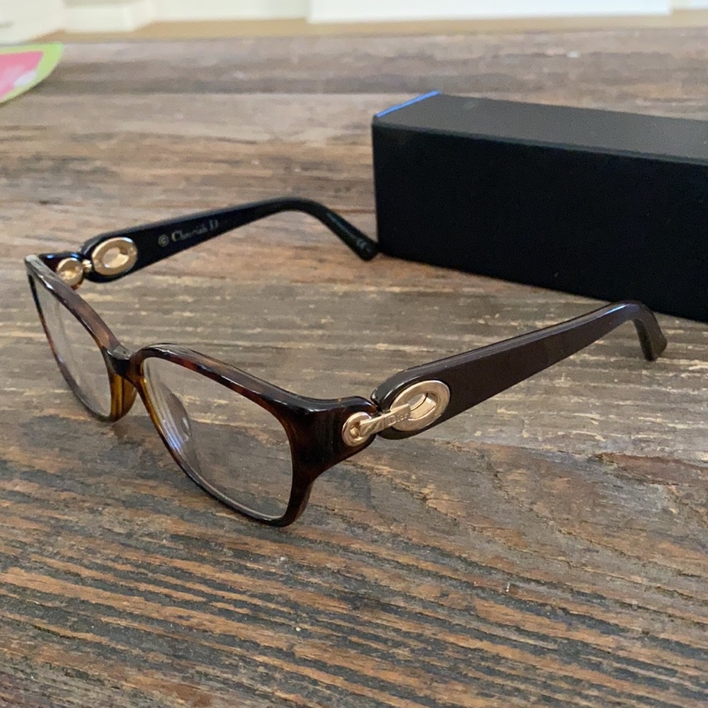 Christian Dior Tortoise Gold Tone FRAMES w/Case - Picture 3 of 7